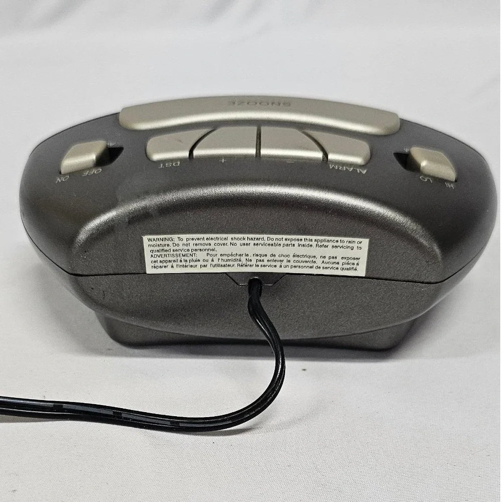 Chaney Intelli-Time Digital Alarm Clock 13027W1 Amber LED Display Silver Grey